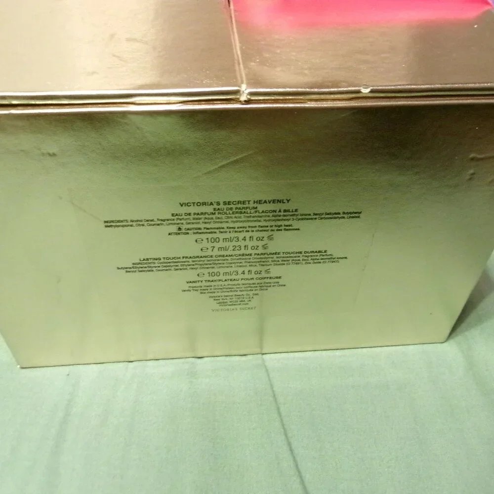 Victoria's Secret Hello Angel Heavenly Gift Set Gold Glitter Mirror Storage Box